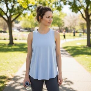 NEW ATHLETA Blue with Ease Open Back Tank Top Women's Size XL UV Protection